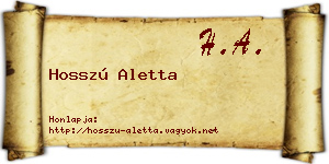 Hosszú Aletta névjegykártya